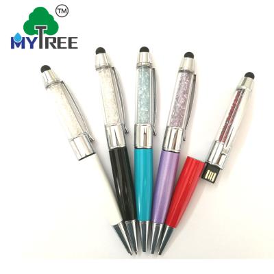 China Fashion Metal+ Glass Pen Shaped USB Flash Drive Crystal Touch Pen USB Flash Drive Diamond Pen Drive With Crystal for sale