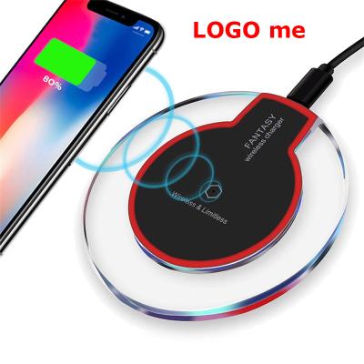 China Hot Selling Microphone Wireless Charger LED Transparent Flashing Portable Charging Station For Android Phone With Wireless Receiver for sale