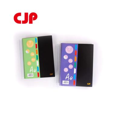 China High quality office supplies stationary custom printing cheap lined A4 pp plastic dividers spiral notebook for sale