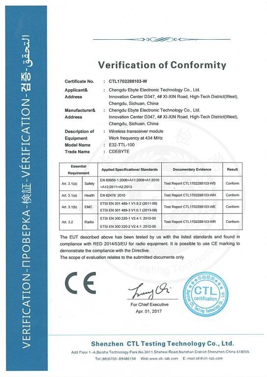 CE - Chengdu Ebyte Electronic Technology Co., Ltd.