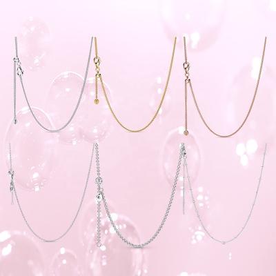 China Wholesale Factory Wholesale Sterling Silver 925 Charm Chain Necklace Jewelry Rollo Chain Necklace DIY Charm Chain Necklace for sale