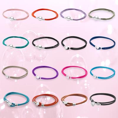 China Cute Wholesale Custom Sterling Silver Micro-Label Jewelry Charm Leather Bracelet Rope Bracelet DIY Braided Charm Pendant for sale