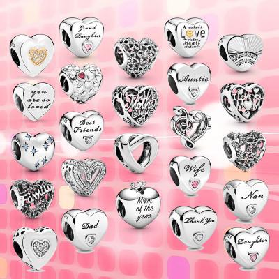 China Vintage Wholesale 925 Sterling Silver Jewelry Mother's Day Jewelry Love Pendant Home Charm Beads DIY Pandora for sale