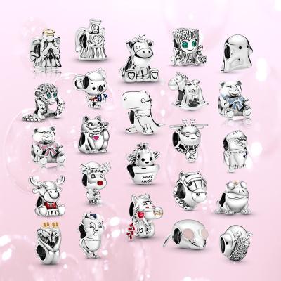 China 100% Hot Selling Cute Cute Elephant Reindeer Charm Jewelry 925 Sterling Silver Pendant Angel Beaded Fit Charm Bracelet Necklace for sale