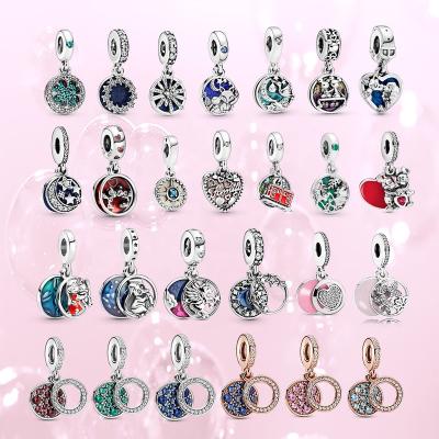 China Shine Charm S925 Sterling Silver Jewelry Wholesale Shining Double-Panel Charm Mickey Charm Night Sky Star Moon Green Pendant for sale