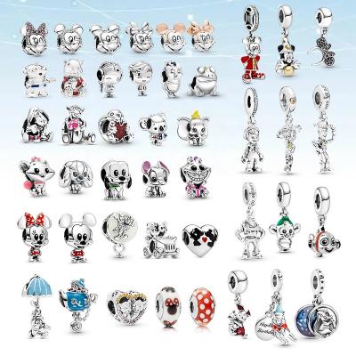 China 925 Sterling Silver Hot Selling Cute Minnie Mickey Charm Suitable Pendant Bracelet DIY Making Fashion Jewelry Gifts for sale