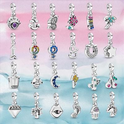 China Mini JE Sterling Silver Shiny Zircon Pendant Mini Series Woman Jewelry Pendant Suitable For Original DIY Charm Bracelet for sale