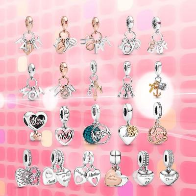 China Hot MOM Charm DIY Sterling Silver Jewelry Family Series Wholesale Charm Bracelet Original Mother's Day Pendant Gift for sale