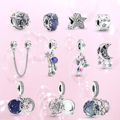 China Wholesale DIY Starry Astronaut Starry Moon Charm Travel Galaxy Jewelry Series Fashion Sky Charm Bracelet Pendant Necklace for sale