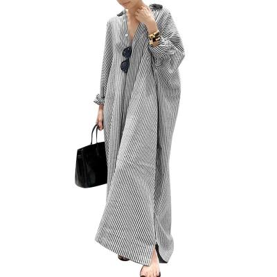 China Large anti-static cotton and long linen skirt striped straight women's Muslim women's casual wear long skirt tube dress for sale