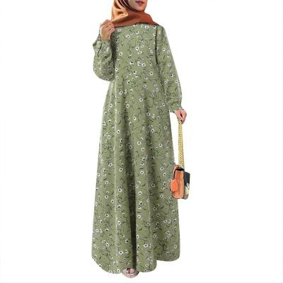 China Long Dress Vintage Anti-Static Dress Printed Loose Muslim Dress Designer Dresses Women Islamic Big Skirt Long Sleeve for sale