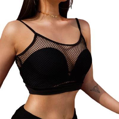 China Dark Style Women's Sexy Fashion Spicy Girl Mesh Vest Black Sleeveless QUICK DRY Small Tie Up Women's Breast Strapless Wrap Vest for sale