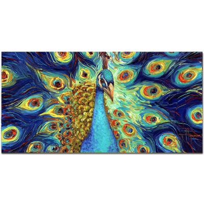 China Environmental materials animal oil painting three-dimensional peacock painting modern living room wall decorative art for sale