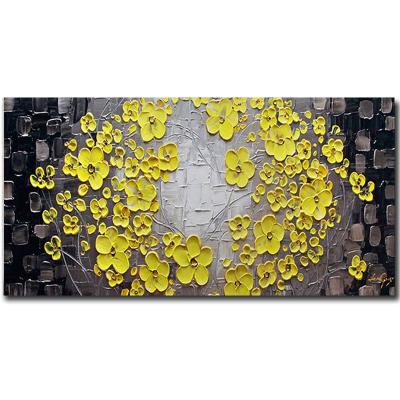 China Environmental Materials Handmade Modern Paintings Flower Abstract Flower Oil Painting Room Wall Art Picture Abstract For Living for sale