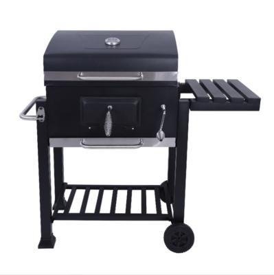 China Detachable Detachable Trolley Windproof BBQ Grills Thick Double Layer Grill Barbecue Charcoal Grill with Adjustable Griddle for sale