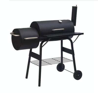 China Large Detachable Outdoor Camping BBQ Smoker Oven With Thermometer Trolley Charcoal Grill Gathering Party BBQ Grill for sale