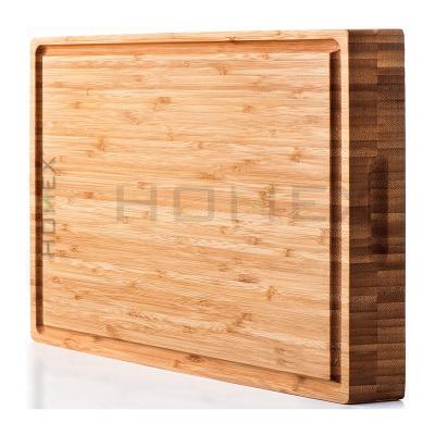 China Sustainable bamboo cutting board with Juice Groove, the kitchen chopper for meat, cheese and vegetables for sale