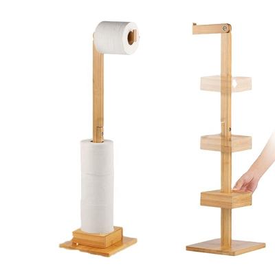 China Modern bamboo toilet paper holder, 19*19*72CM for sale