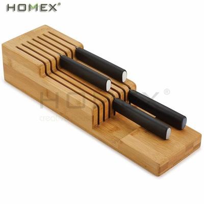 China Sustainable Bamboo Drawer Shop Knife Organizer Block Holder /Homex_BSCI Factory for sale