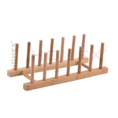 China Viable Bamboo Buffet Organizer, Bamboo Wooden Dish Rack, Dish Rack Holder Pot Lid Holder for sale