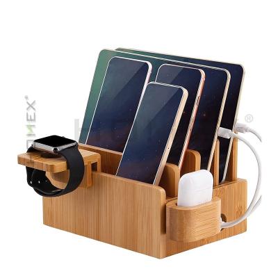 China Home Kitchen Bamboo Charging Station for Multiple Devices, Bamboo Desk Organizer, Dock Stations for sale