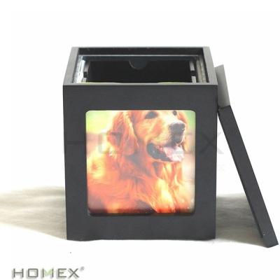 China Multiple Pet Urnas Para Mascotas Photo Cube Pet Urns Wooden Pet Viable Casket for 1-4 Pictures for sale