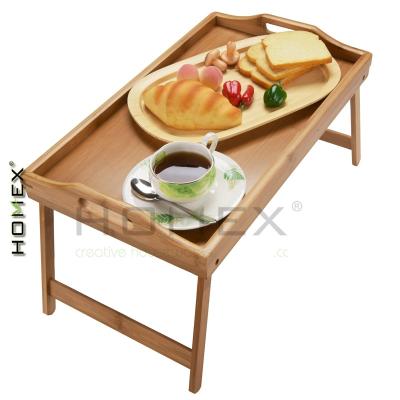 China Bamboo Wooden Bamboo Serving Tray - Natual Bamboo Breakfast Tray with Foldable Leg-Wooden Tray for sale