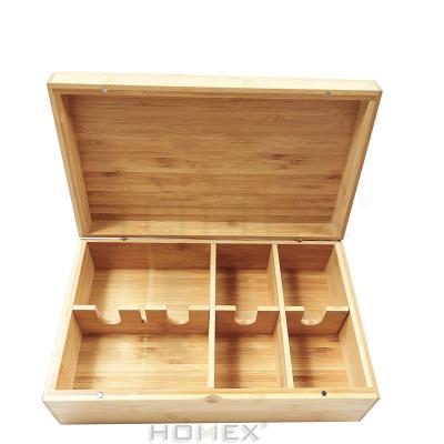 China Bamboo Tea Box / Homex_BSCI Strong Storage Eco-Friendly Beautiful Tea Box for sale