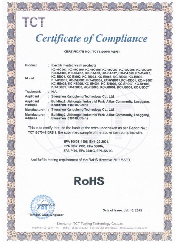 RoHS - Shenzhen Kangcheng Century Technology Co., Ltd.