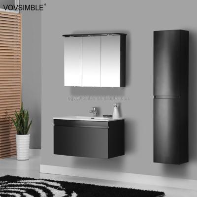 China Modern Wall Mounted MDF Matte Black Painting Bathroom Vanity Set For Australia Market for sale