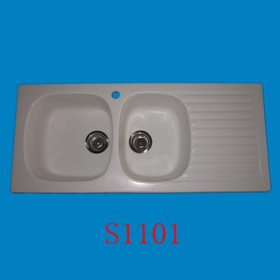 China Without Faucet Over Counter Solid Surface Kitchen Sink / Artificial Stone Sink for sale