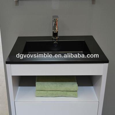 China Glossy Black Solid Surface Hand Wash Sink Wash Basin / Cabinet Basin for sale