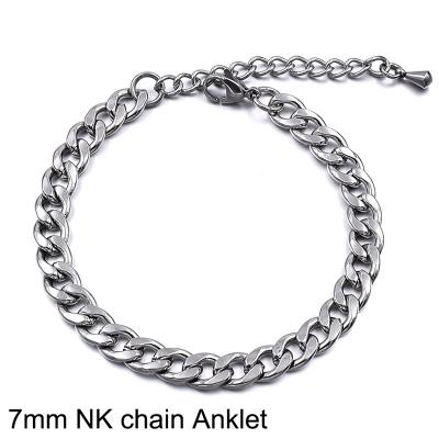 China Low MOQ 2021 TRENDY New Arrival Stainless Steel Jewelry Fashion Figaro Link Chain Silver Double Layer Anklet For Women Men for sale