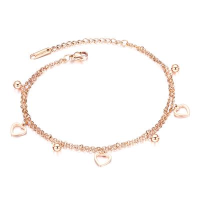 China 2021 new fashion heart anklets anklets fashion simple female leg foot jewelry anklets for women leg chain gifts for sale