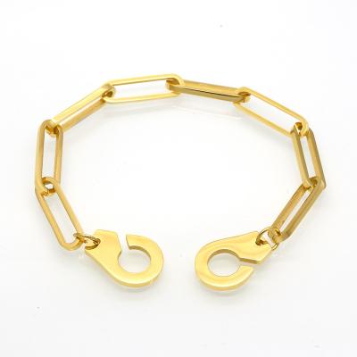 China FASHIONABLE High Quality Stainless Steel Link Chain Handcuffs Clasp Bracelet 18k Gold Bangle Gift for Couples Lovers for sale