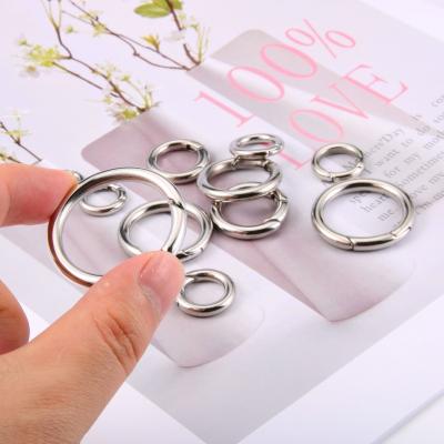 China DIY Jewelry Accessory 12/15/16/17/18/20/24/26/28 Mm Stainless Steel O Ring Carabiner Clasp Round Circle Spring Clasp For Key Chain Clasp Accessories for sale