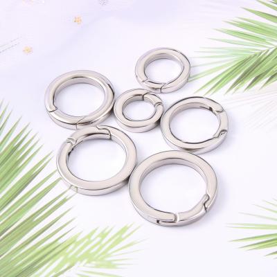 China Stainless steel type clasps bracelet connection spring buckle flat around circle spring clasps and hooks accessories stainless steel color for sale