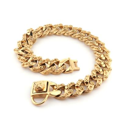 China Custom Cuban Link Big Heavy Gold Stainless Steel DETACHED Mine Chain Bull Choke Luxury Big 18k Gold Chain For Dog Collar for sale