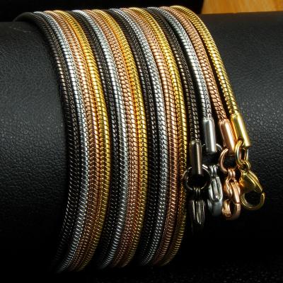 China CLASSIC 0.9m 1.2mm 1.5mm 1.9mm Stainless Steel Gold Link Necklace Snake Chain Rope Chain For Women Men for sale