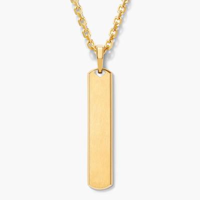 China TRENDY Stainless Steel Inspire Square Necklace Customized Named Inspired Logo Engraved Tag Bar Pendant Necklace For Women Men for sale