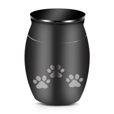 China Sustainable Custom Paw Print Stainless Steel Pet Cremation Urn Commemorative Pet Urn Small Mini Animals Funeral Urn For Pet for sale