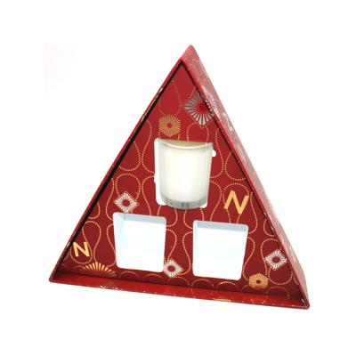 China Red high-end Triangle Custom Printed CMYK Fancy Cardboard Paper Perfume Candle Gift Packaging Box for sale