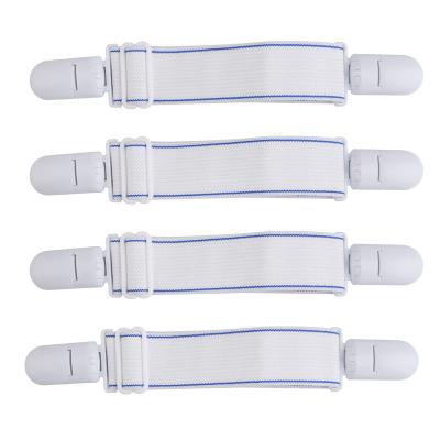 China Effective Wholesale Plastic Head Double Staple Sheet Clip Adjustable Bed Sheet Holder Strap for sale