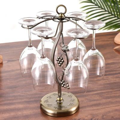 China Kitchen Sustainable Elegant Glass Freestanding Accessories Leaf Design Wine Glass Rack for sale