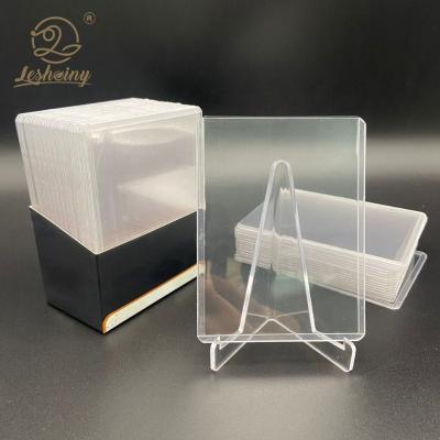 China Diamond Corner Leshiny Custom 35PT 50PT 75PT 100PT PVC Top Loader 3x4 ID Ball Sports Cards Clear Pellet Sleeve Toploaders for sale