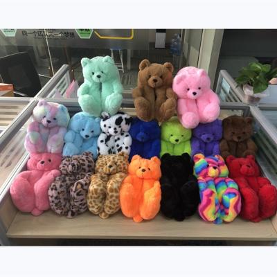 China Lovely Plush Large Slipper Women's Animal Slippers Teddy Bear Custom Made Bedroom Cheap Comfortable Sweat-absorbent Animals for sale