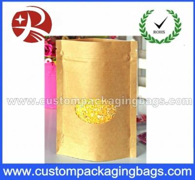 China Popular Kraft Paper Plastic Ziplock Bags With Ground Transparent Window for sale