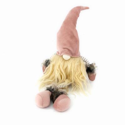 China Hot Sale Handmade Nordic Pink Velvet Santa Christmas Gnome Cloth Doll Velvet Gift Gonk Shelf Child Care for sale