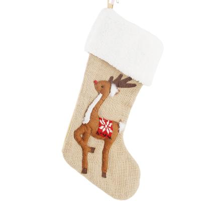 China SIHE Wholesale Custom Cute Simple Stocking Eco-Friendly Sublimation Pet Christmas Stocking Gift Decoration Burlap Hessian Socks for sale