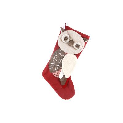 China Red Christmast Ornament SIHE Pet Gift Owl Christmas Socks Decoration Hanging Funny Christmas Stocking for sale